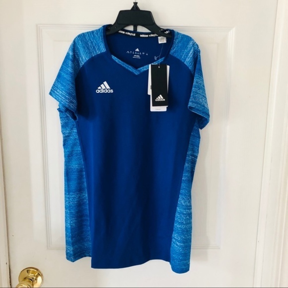 NWT Adidas blue volleyball climacool blue cool sporty Shirt size girls Large